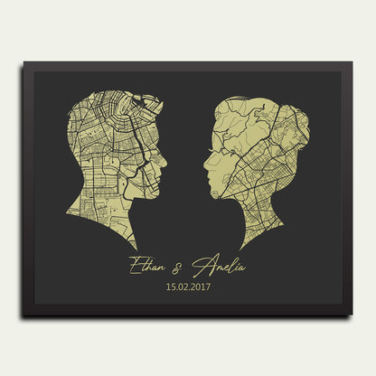 Personalized 2 Persons Map Art