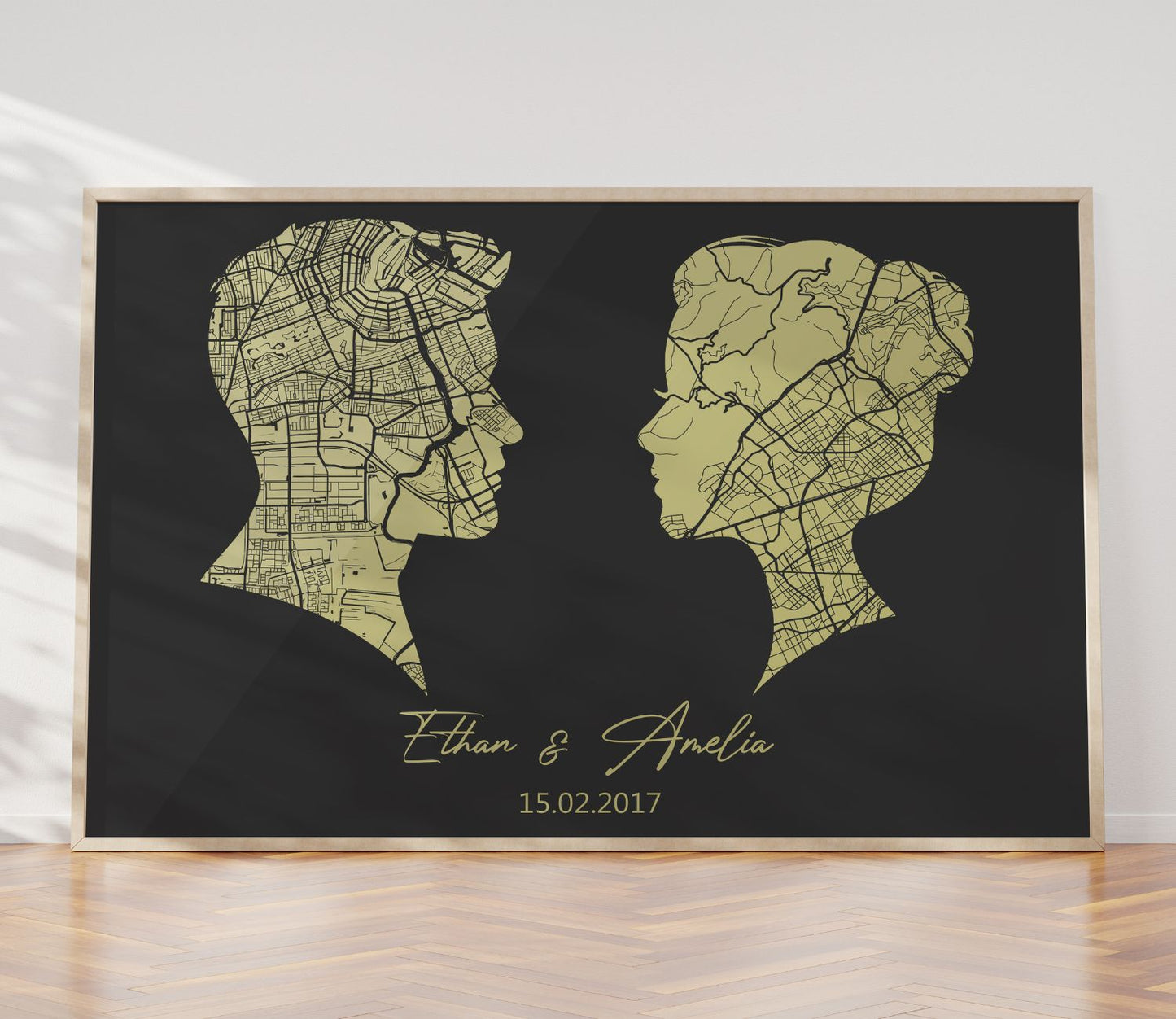 Personalized 2 Persons Map Art