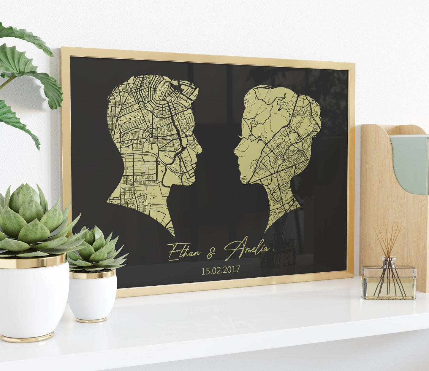 Personalized 2 Persons Map Art