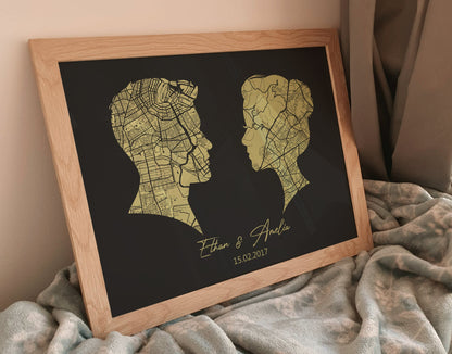 Personalized 2 Persons Map Art